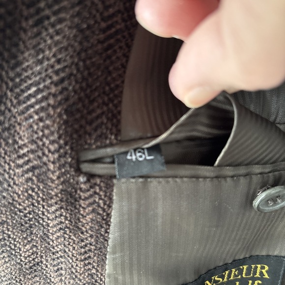 Monsieur Adolfo 46L Brown Chevron Corduroy‎ Mens Blazer Jacket Sport Coat - Picture 6 of 12